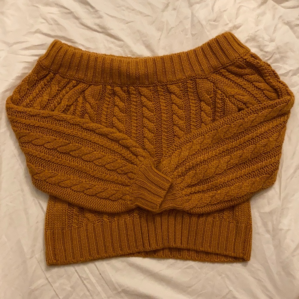 Mustard Yellow Off The Shoulder Forever21 Sweater